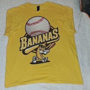 Savannah Bananas Baseball Tee. Size Large Gildan, Yellow Short Sleeve Tee.